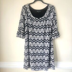 White/black lace overlay dress